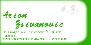 arion zsivanovic business card